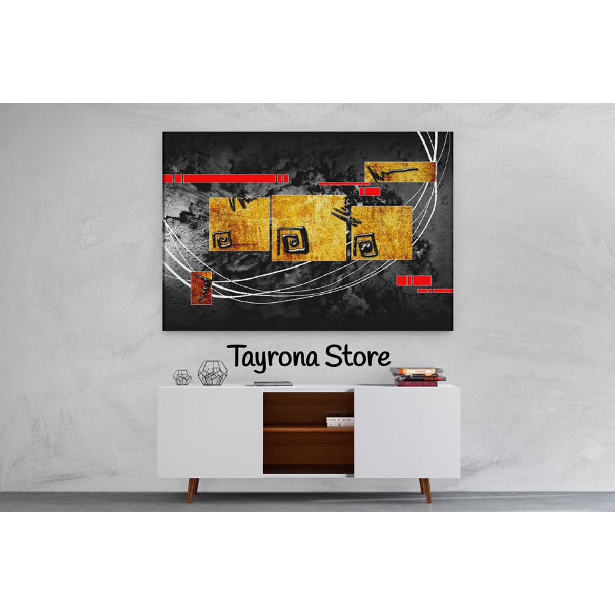 TAYRONA STORE - Cuadro En Lienzo Para La Sala Pintura Abstracta 82 50x35cm