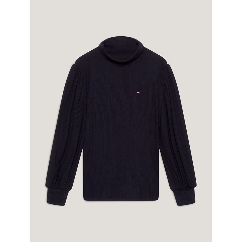TOMMY HILFIGER - Camiseta Azul Con Cuello Alto Para Niña Tommy Hilfiger