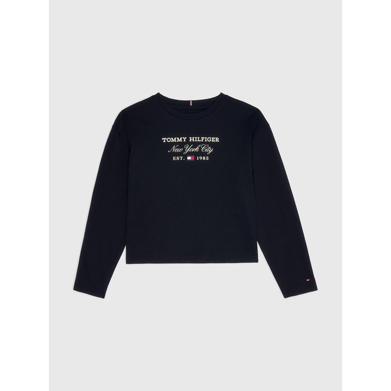 TOMMY HILFIGER - Camiseta De Niña Manga Larga En Punto Con Logo Tommy Hilfiger