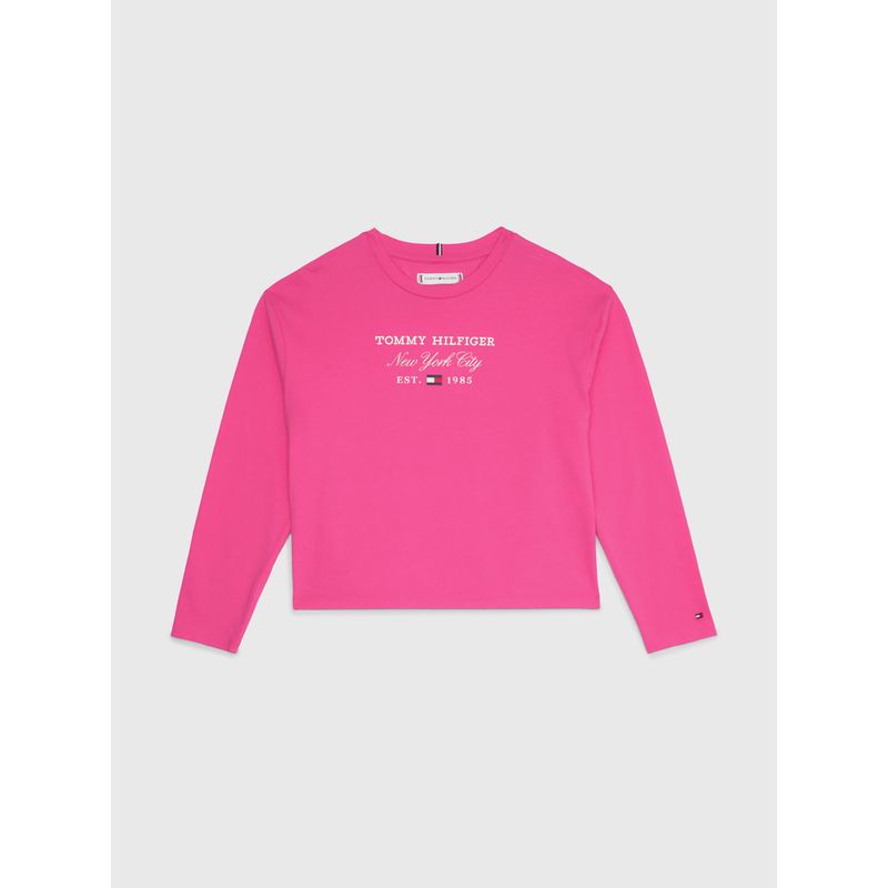 TOMMY HILFIGER - Camiseta De Niña Manga Larga En Punto Con Logo Tommy Hilfiger