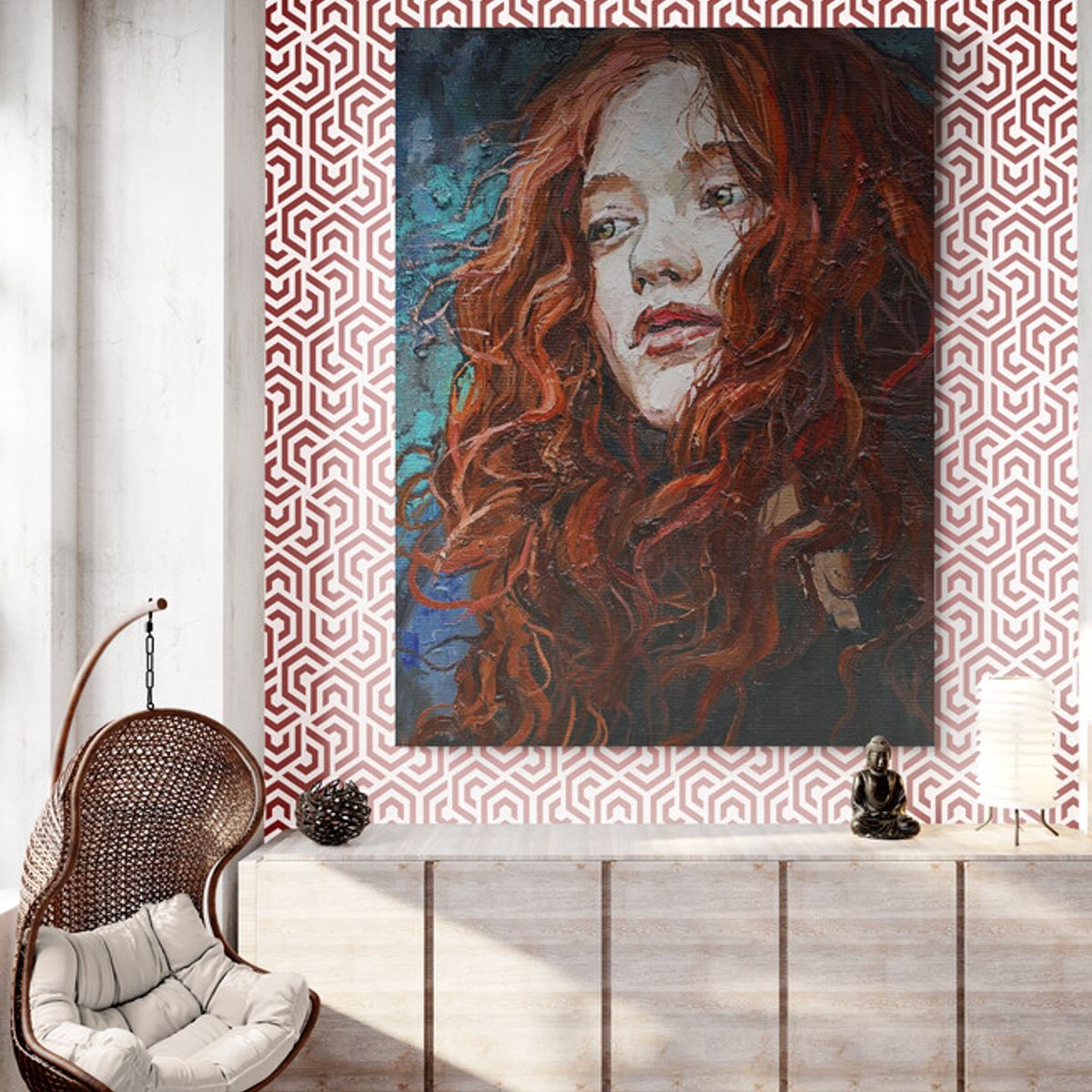 TAYRONA STORE - Cuadro En Lienzo Para La Sala Pintura Mujer 093 75x100cm
