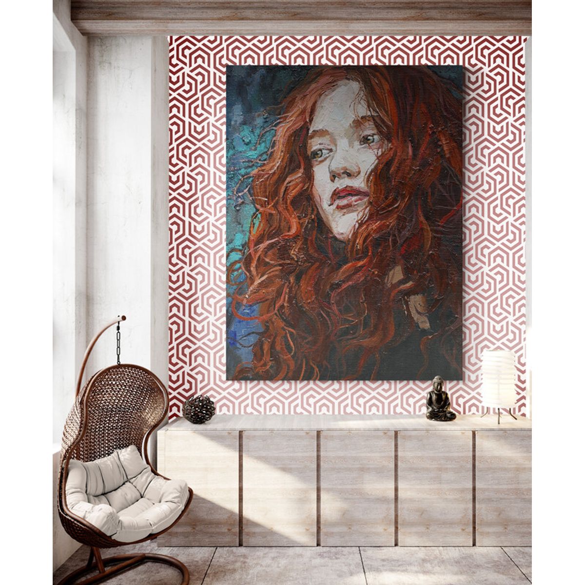 TAYRONA STORE - Cuadro En Lienzo Para La Sala Pintura Mujer 093 75x100cm