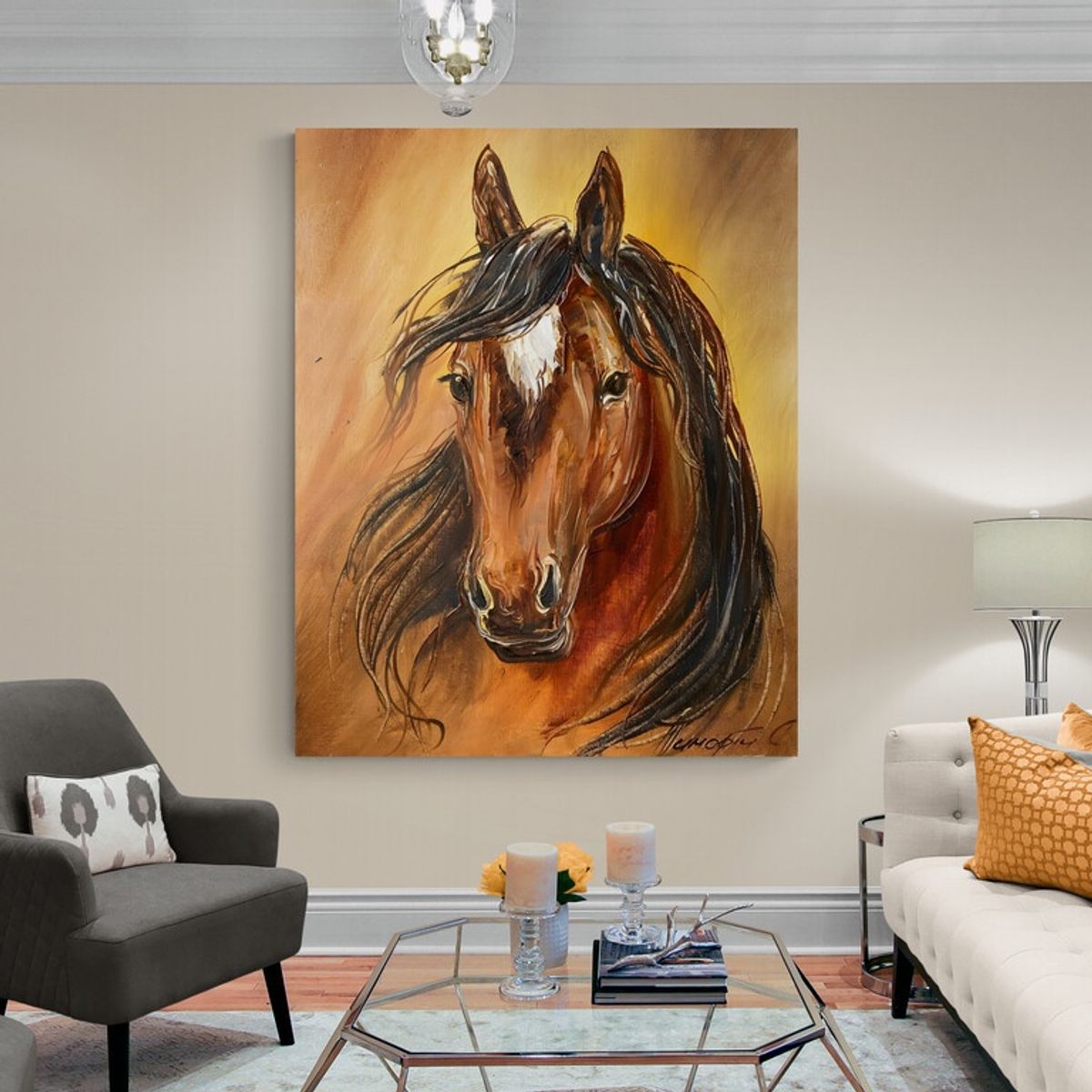 TAYRONA STORE - Cuadro En Lienzo Para La Sala Caballos 156 40x50cm
