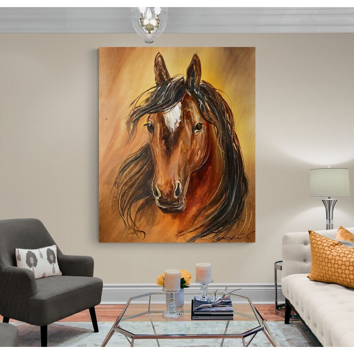 TAYRONA STORE - Cuadro En Lienzo Para La Sala Caballos 156 40x50cm
