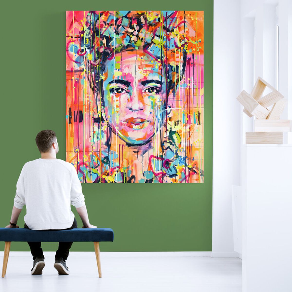 TAYRONA STORE - Cuadro En Lienzo Para La Sala Frida Kahlo 031 80x100cm