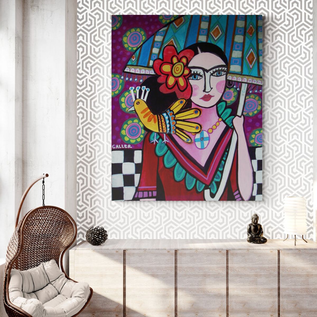 TAYRONA STORE - Cuadro En Lienzo Para La Sala Frida Kahlo 038 40x50cm