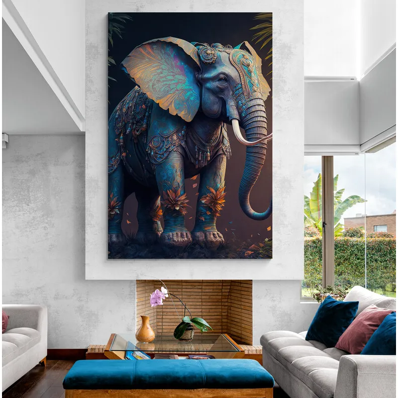 TAYRONA STORE - Cuadro En Lienzo Para La Sala Elefantes 196 50x70cm