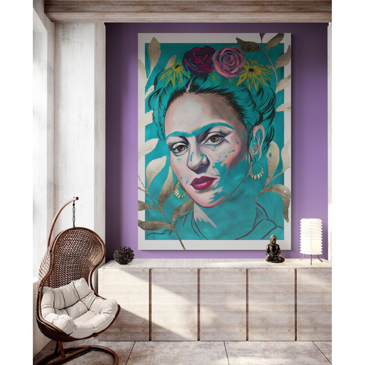 TAYRONA STORE - Cuadro En Lienzo Para La Sala Frida Kahlo 029 80x120cm