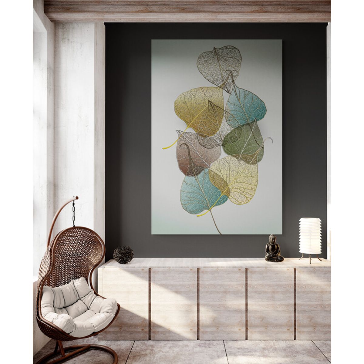 TAYRONA STORE - Cuadro Lienzo Para La Sala Hojas Diseño Minimalista 483 70x100cm