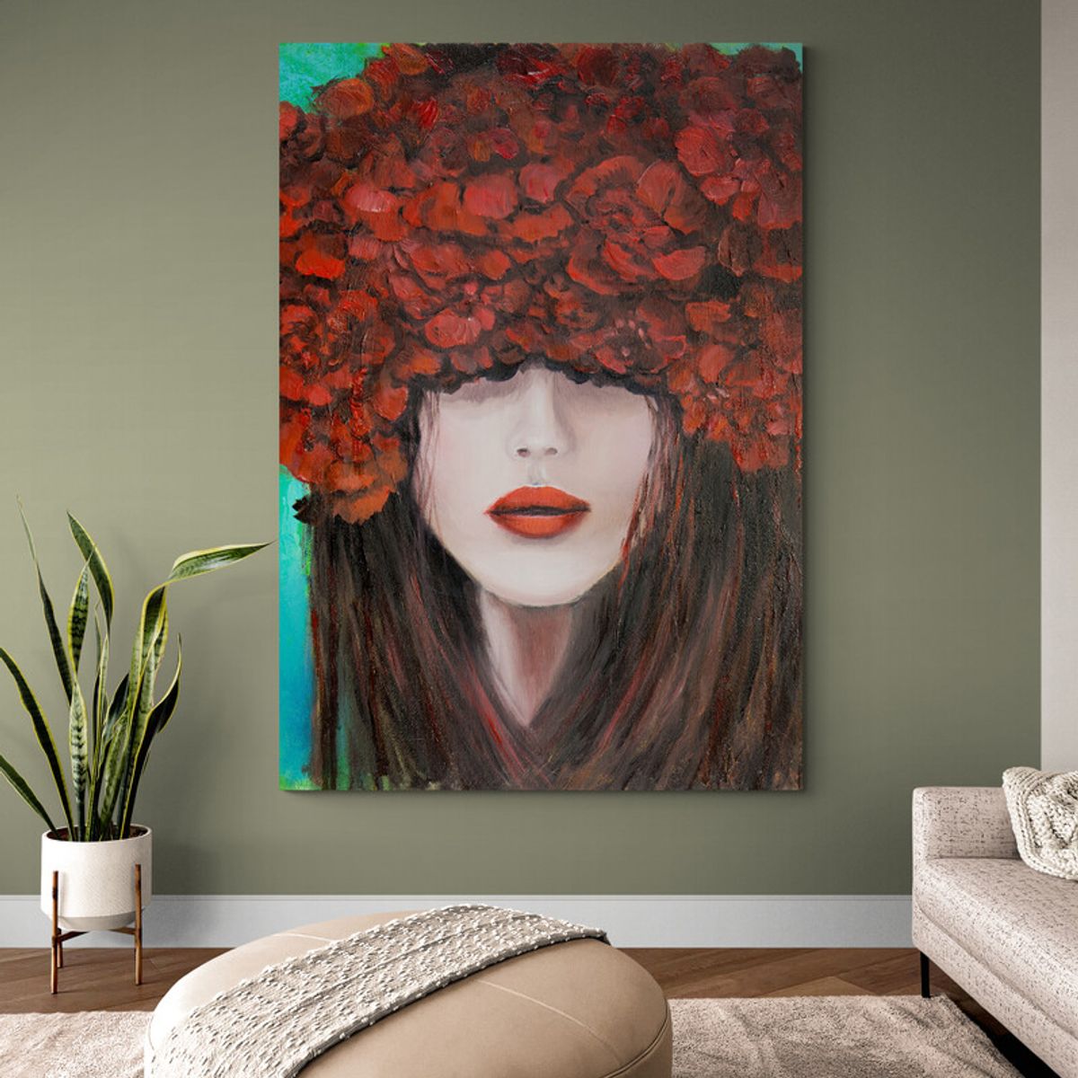 TAYRONA STORE - Cuadro En Lienzo Para La Sala Pintura Mujer 076 70x100cm
