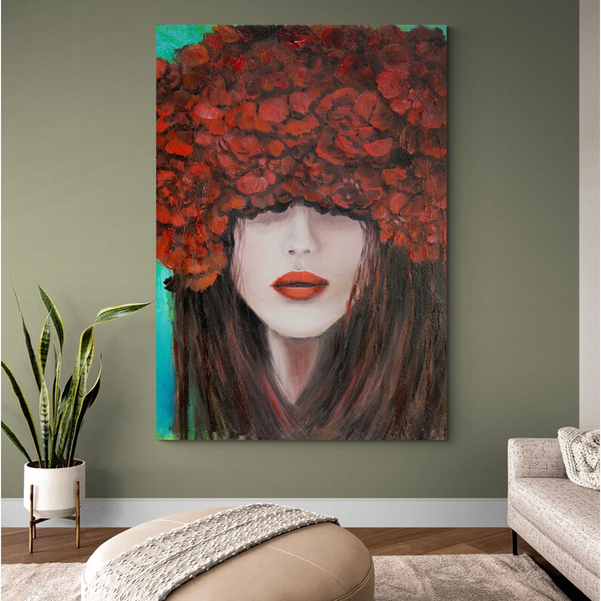 TAYRONA STORE - Cuadro En Lienzo Para La Sala Pintura Mujer 076 70x100cm