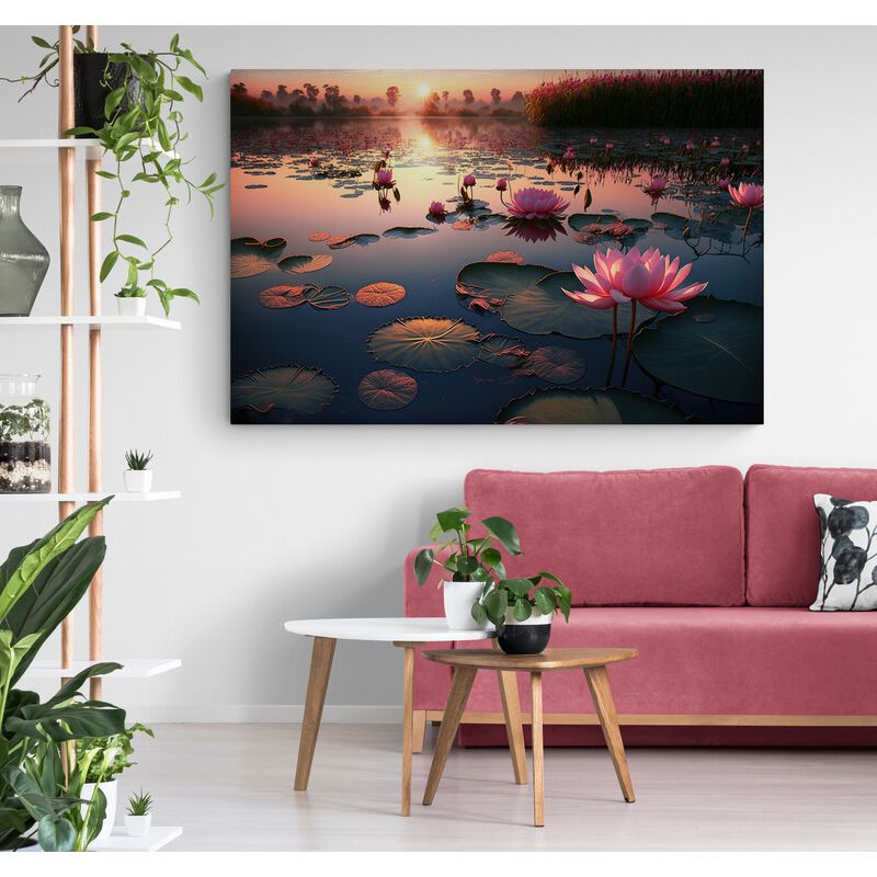 TAYRONA STORE - Cuadro En Lienzo Para La Sala Flor De Loto 095 70x50cm