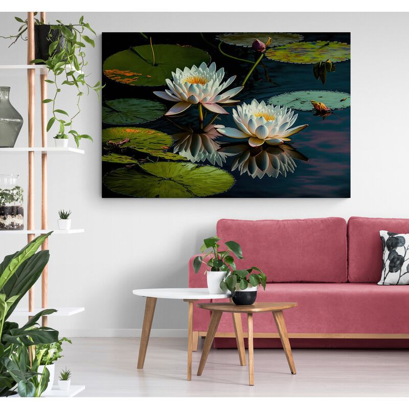 TAYRONA STORE - Cuadro En Lienzo Para La Sala Flor De Loto 097 100x70cm