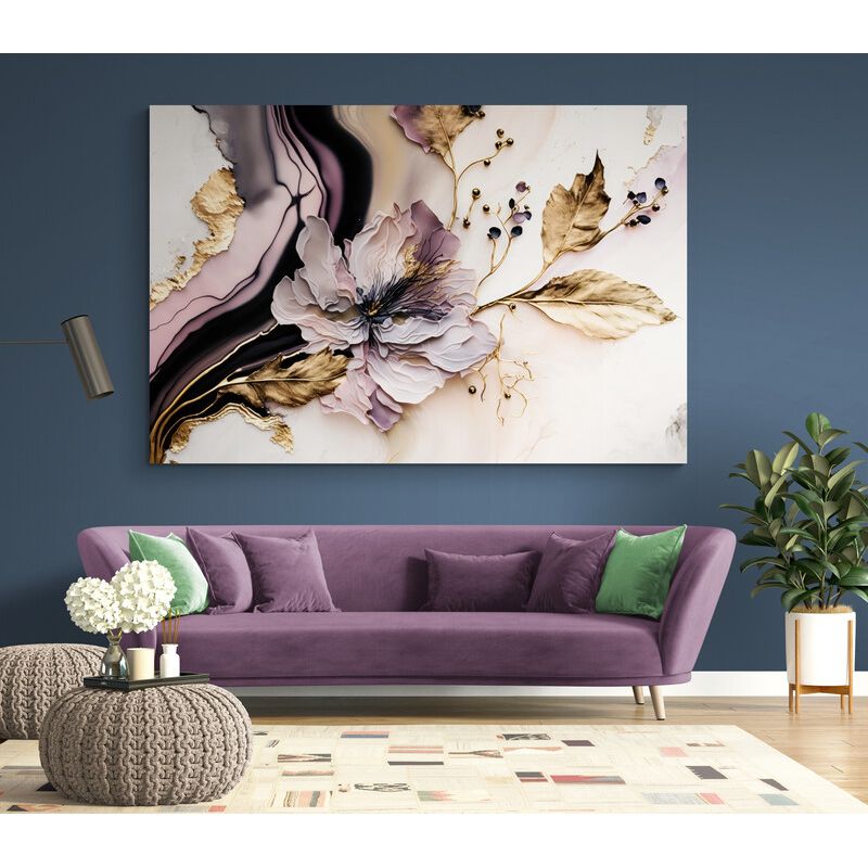TAYRONA STORE - Cuadro En Lienzo Para La Sala Flores 517 50x35cm