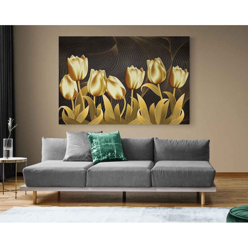 TAYRONA STORE - Cuadro Lienzo La Sala Flores Diseño Minimalista 464 120x80cm