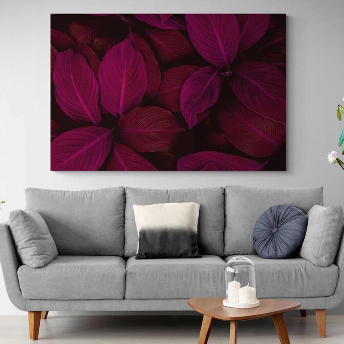 TAYRONA STORE - Cuadro En Lienzo Para La Sala Hojas 092 100x70cm