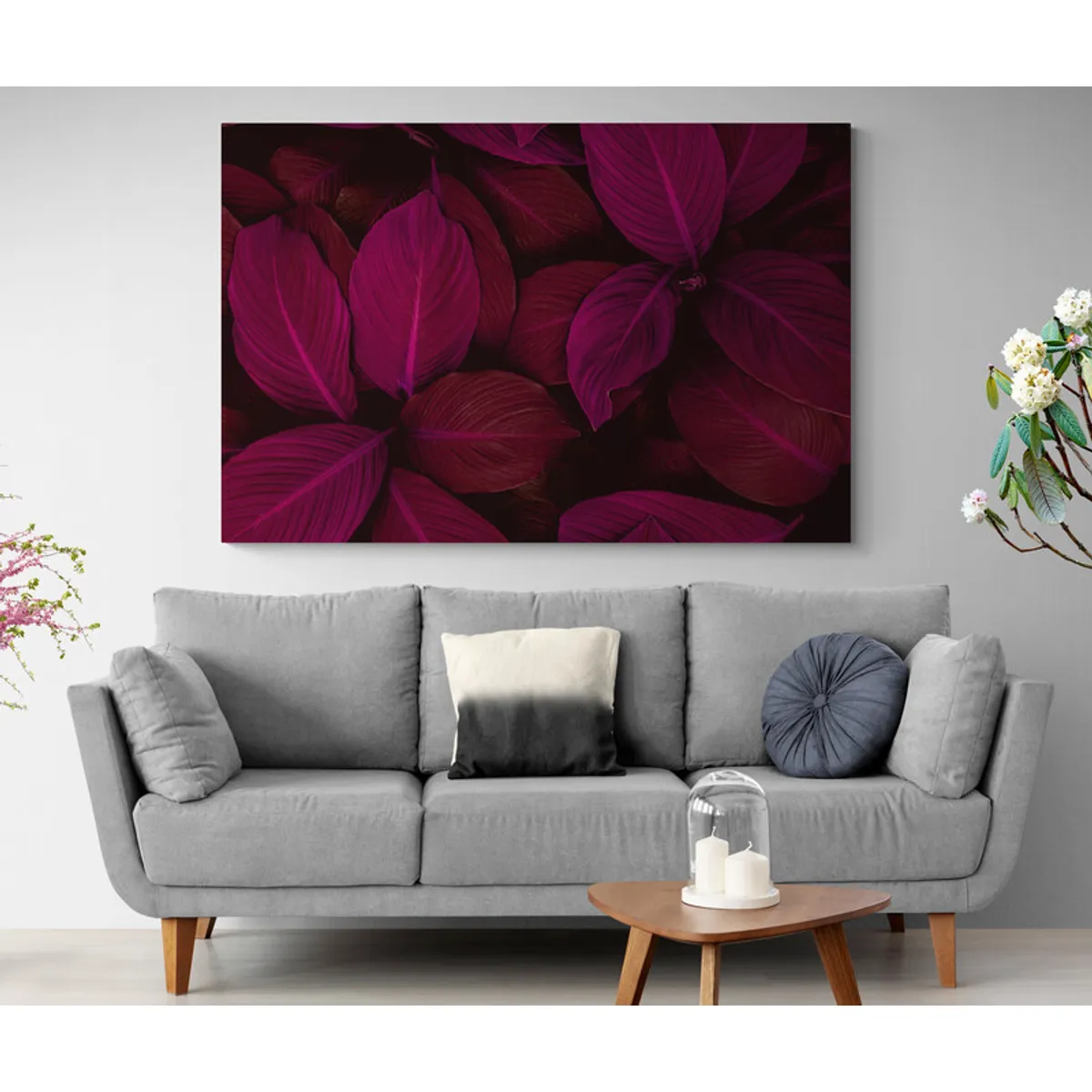 TAYRONA STORE - Cuadro En Lienzo Para La Sala Hojas 092 100x70cm