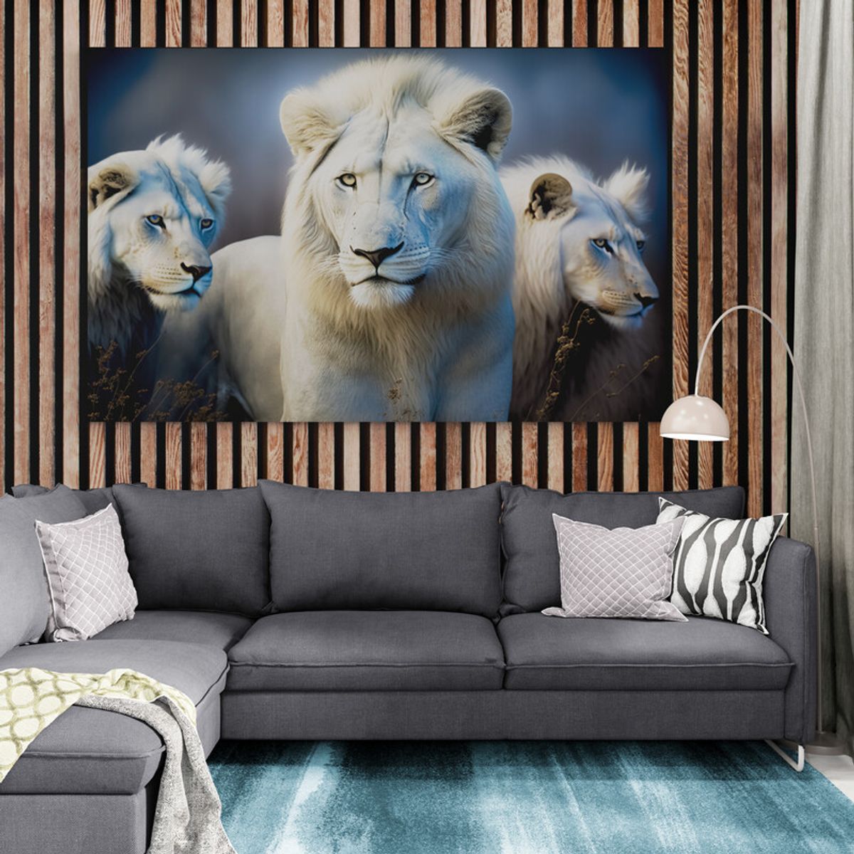 TAYRONA STORE - Cuadro En Lienzo Para La Sala Leon Colores 176 50x35cm