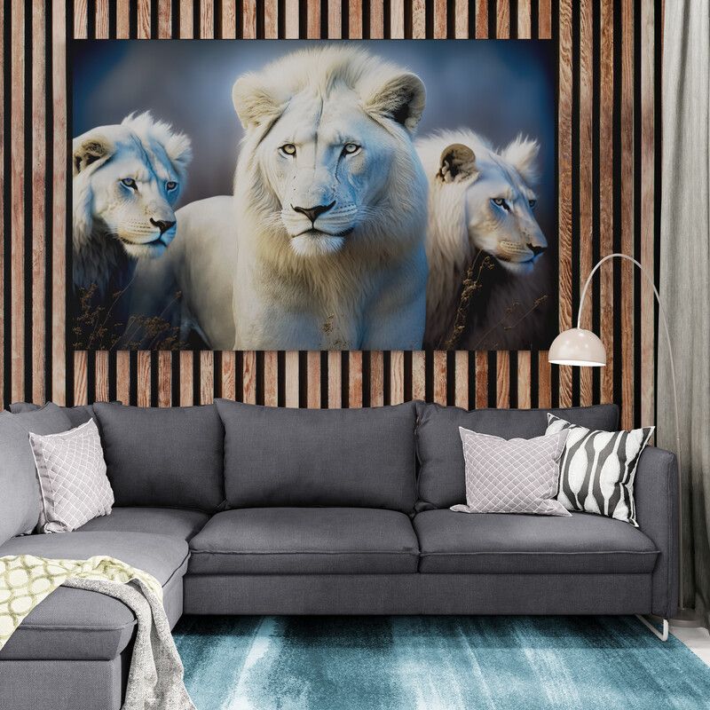 TAYRONA STORE - Cuadro En Lienzo Para La Sala Leon Colores 176 100x70cm