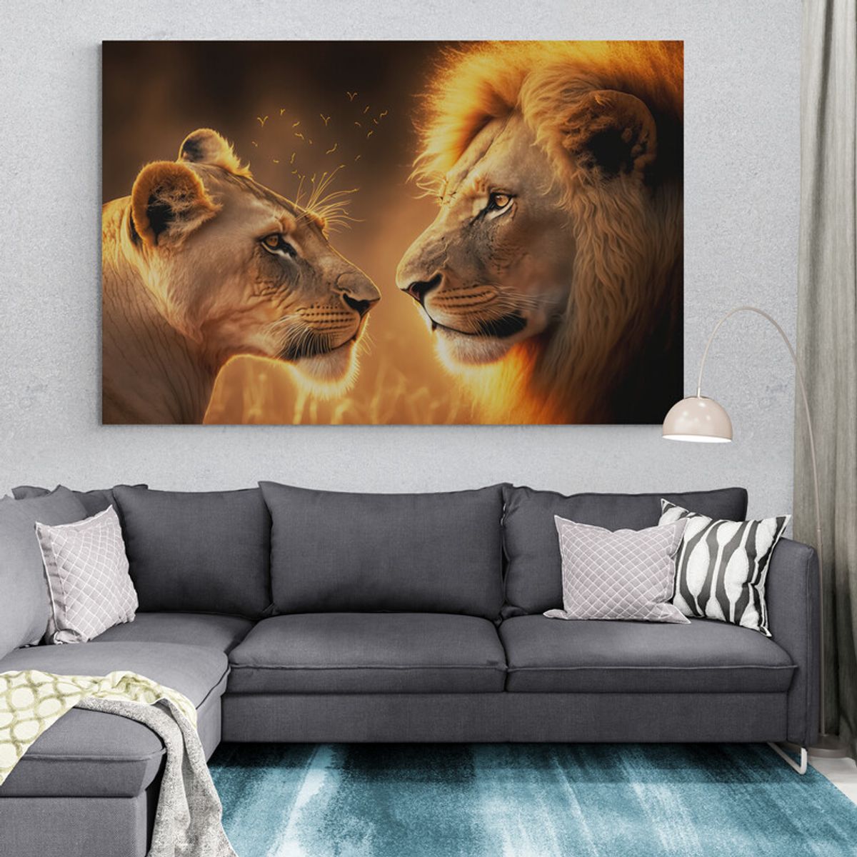 TAYRONA STORE - Cuadro En Lienzo Para La Sala Leon Colores 178 150x100cm