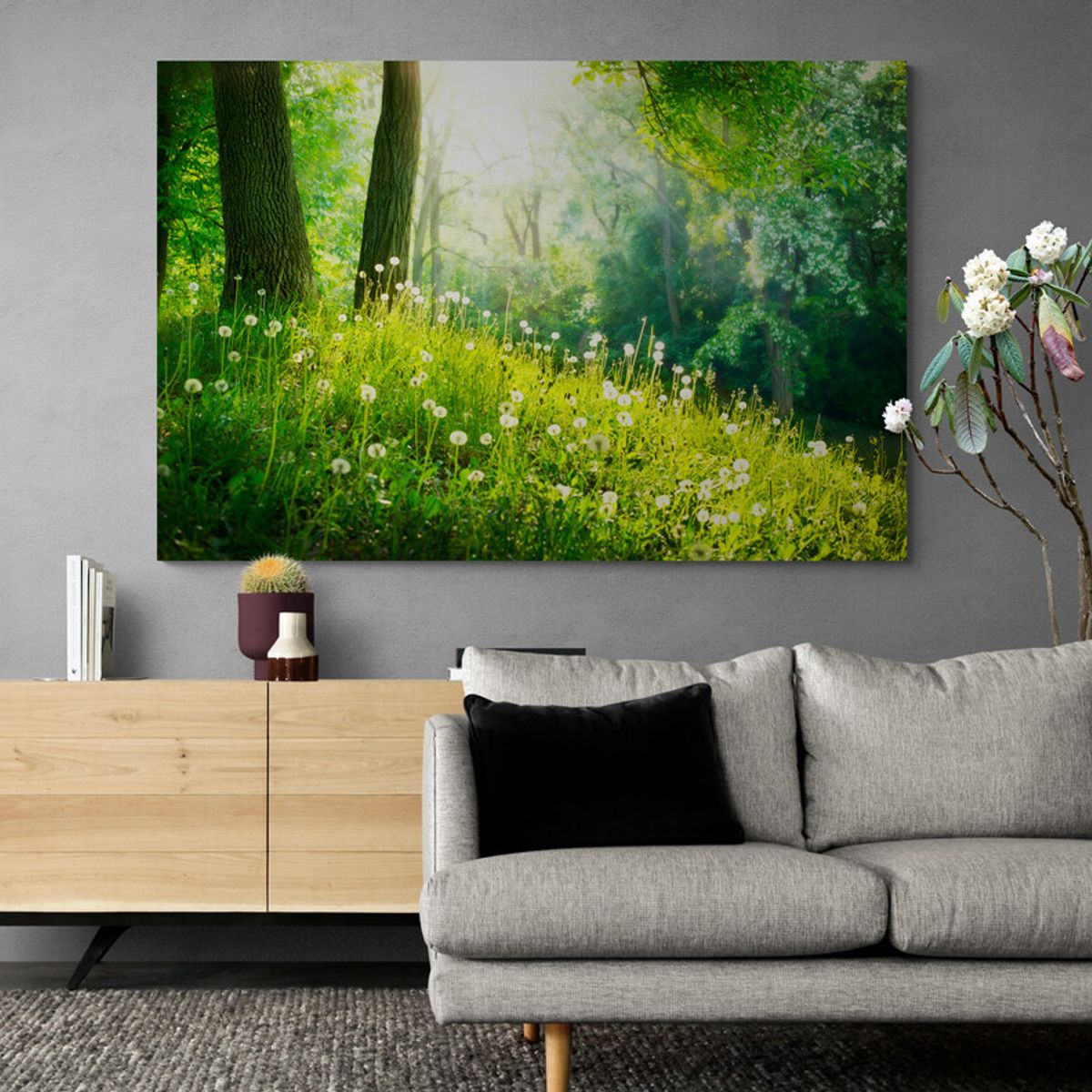 TAYRONA STORE - Cuadro En Lienzo Para La Sala Bosque Verde 014 100x70cm