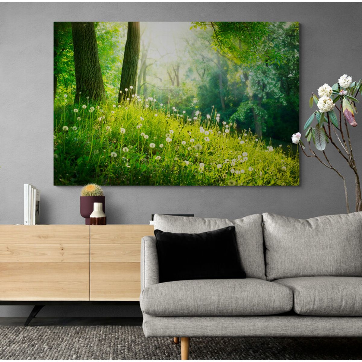 TAYRONA STORE - Cuadro En Lienzo Para La Sala Bosque Verde 014 100x70cm