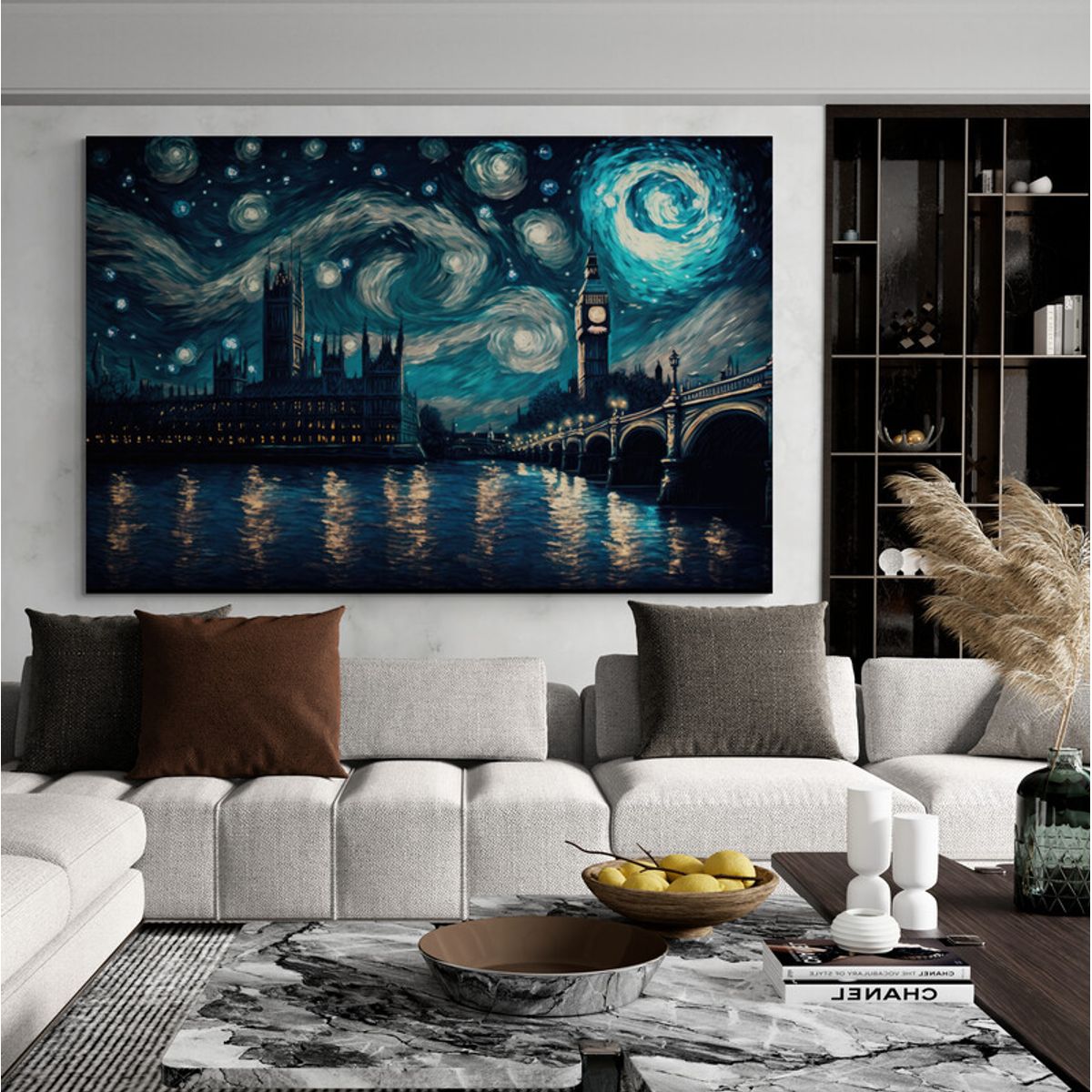 TAYRONA STORE - Cuadro Lienzo Para La Sala Londres Noche Estrellada 045 120x80cm