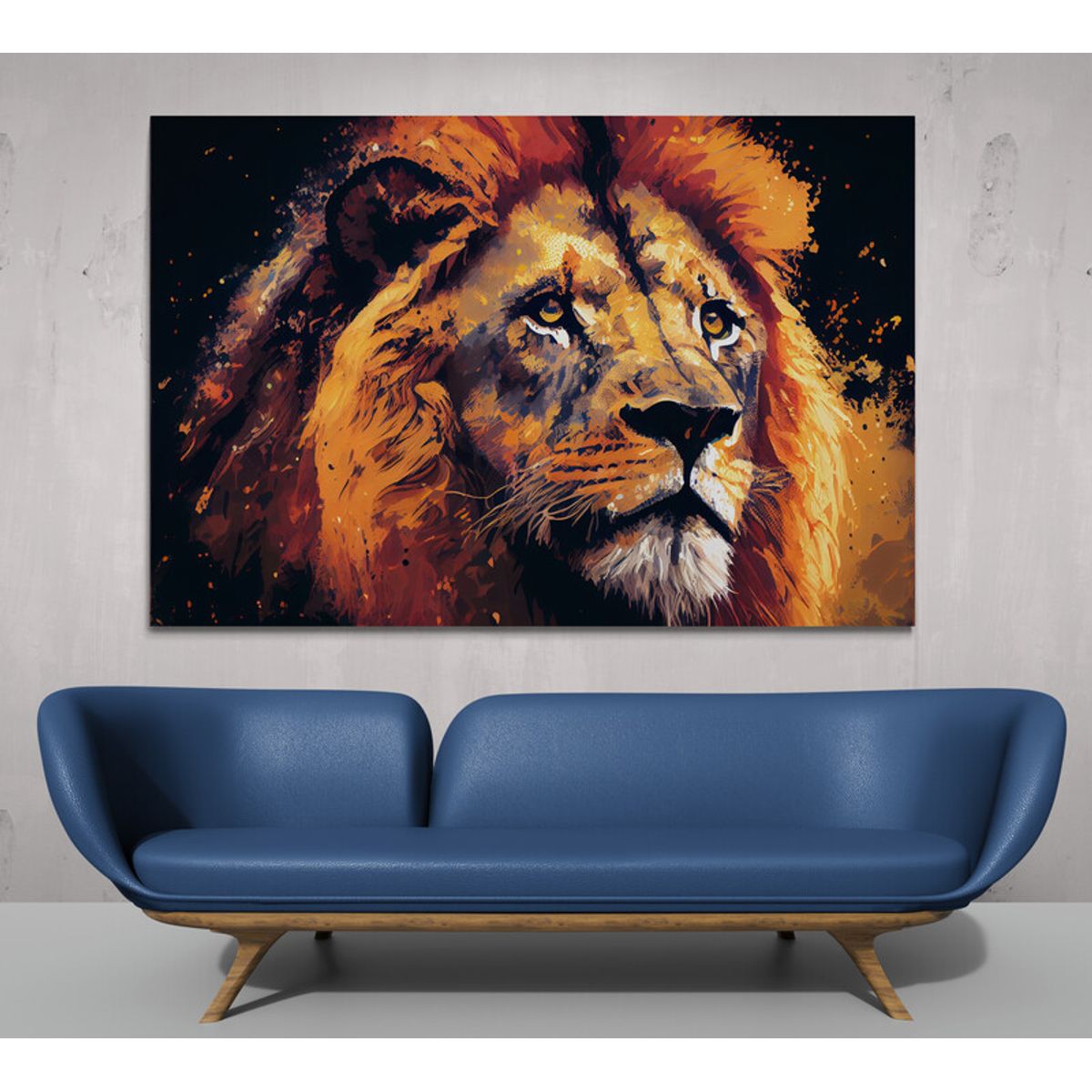 TAYRONA STORE - Cuadro En Lienzo Para La Sala Leon Colores 110 100x70cm