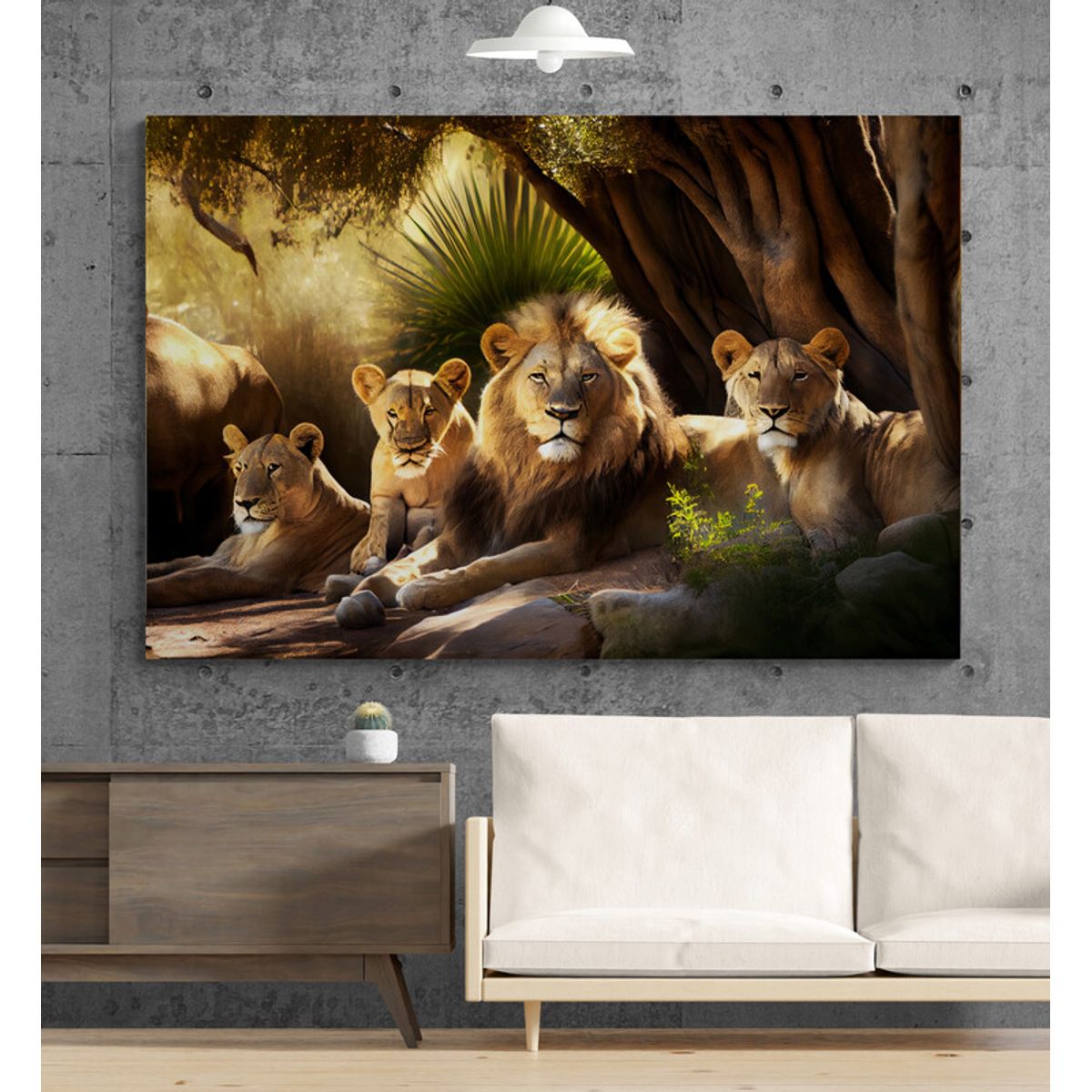 TAYRONA STORE - Cuadro En Lienzo Para La Sala Leon Colores 157 50x35cm