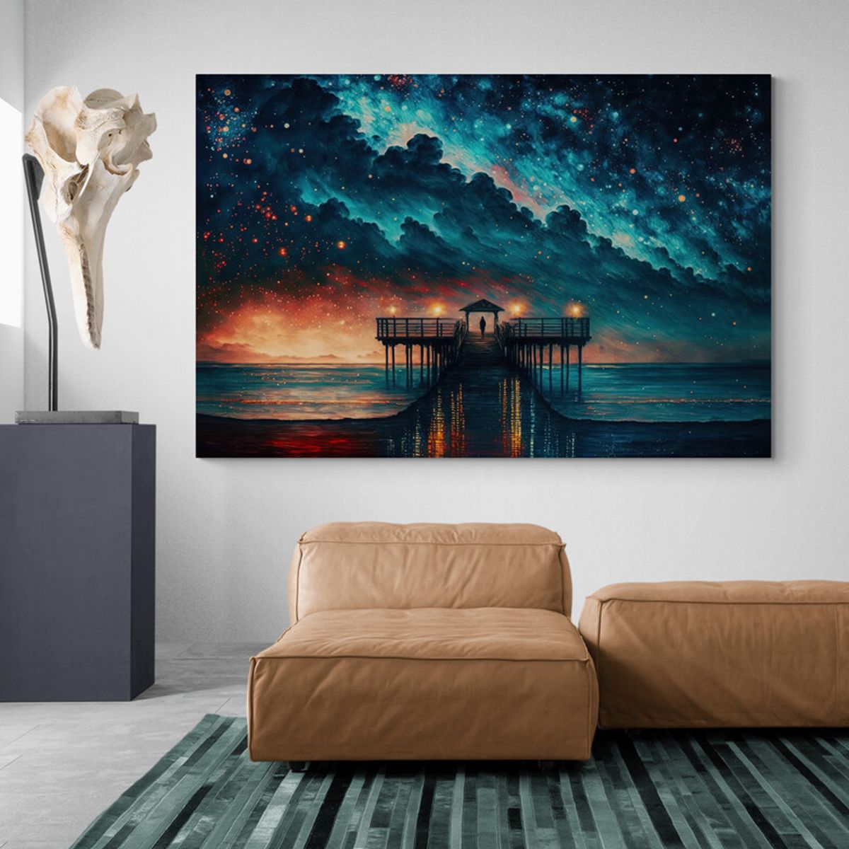 TAYRONA STORE - Cuadro Lienzo Para La Sala Muelle Noche Estrellada 032 70x50cm