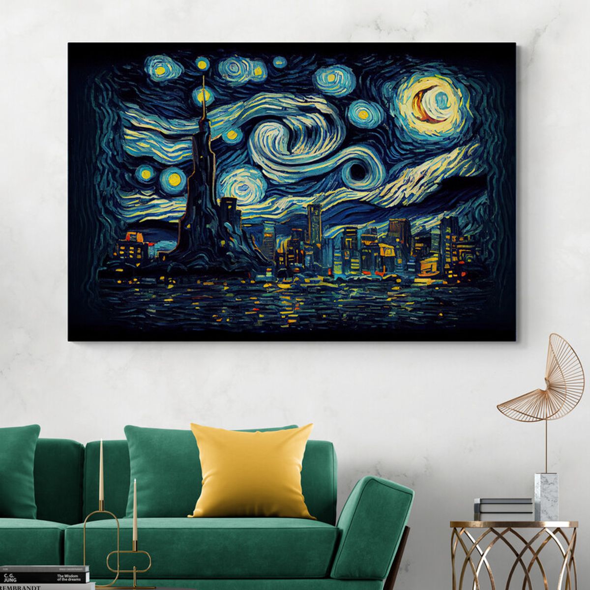 TAYRONA STORE - Cuadro En Lienzo Para La Sala Noche Estrellada 021 50x35cm