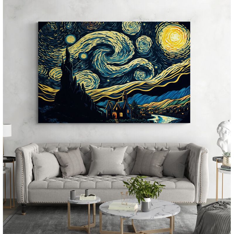 TAYRONA STORE - Cuadro En Lienzo Para La Sala Noche Estrellada 040 70x50cm