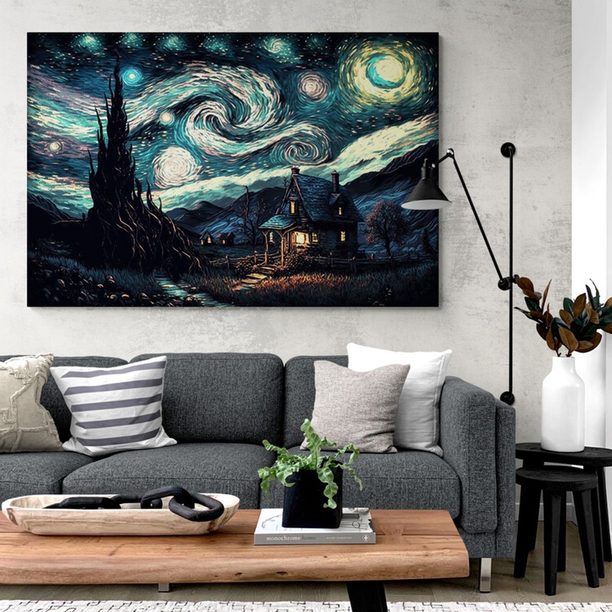 TAYRONA STORE - Cuadro En Lienzo Para La Sala Noche Estrellada 041 50x35cm