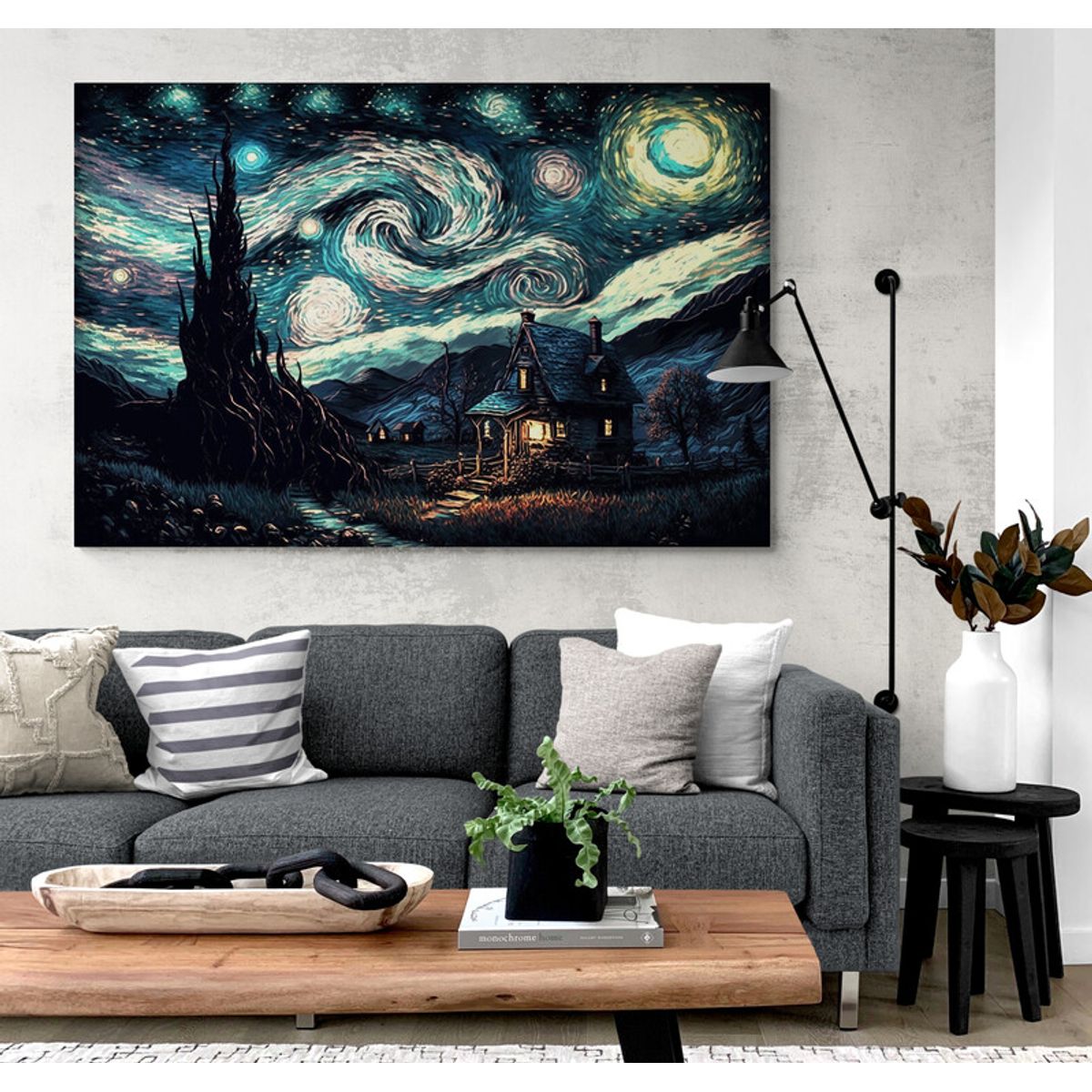 TAYRONA STORE - Cuadro En Lienzo Para La Sala Noche Estrellada 041 50x35cm