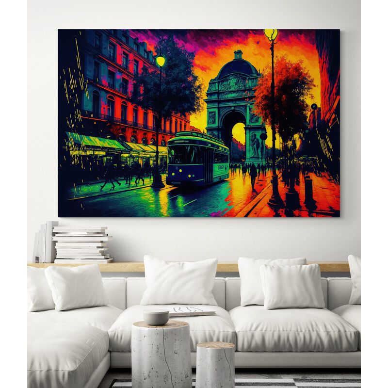 TAYRONA STORE - Cuadro En Lienzo Para La Sala Pintura Ciudad 207 100x70cm
