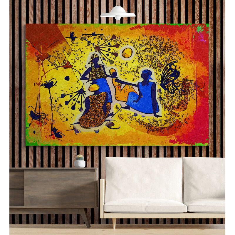TAYRONA STORE - Cuadro En Lienzo Para La Sala Pintura Mujeres Africanas 004 50x35cm