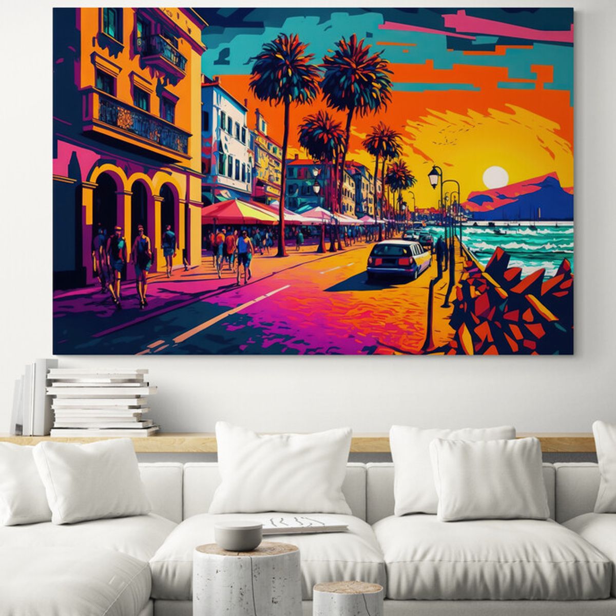 TAYRONA STORE - Cuadro En Lienzo Para La Sala Pintura Ciudad 214 100x70cm