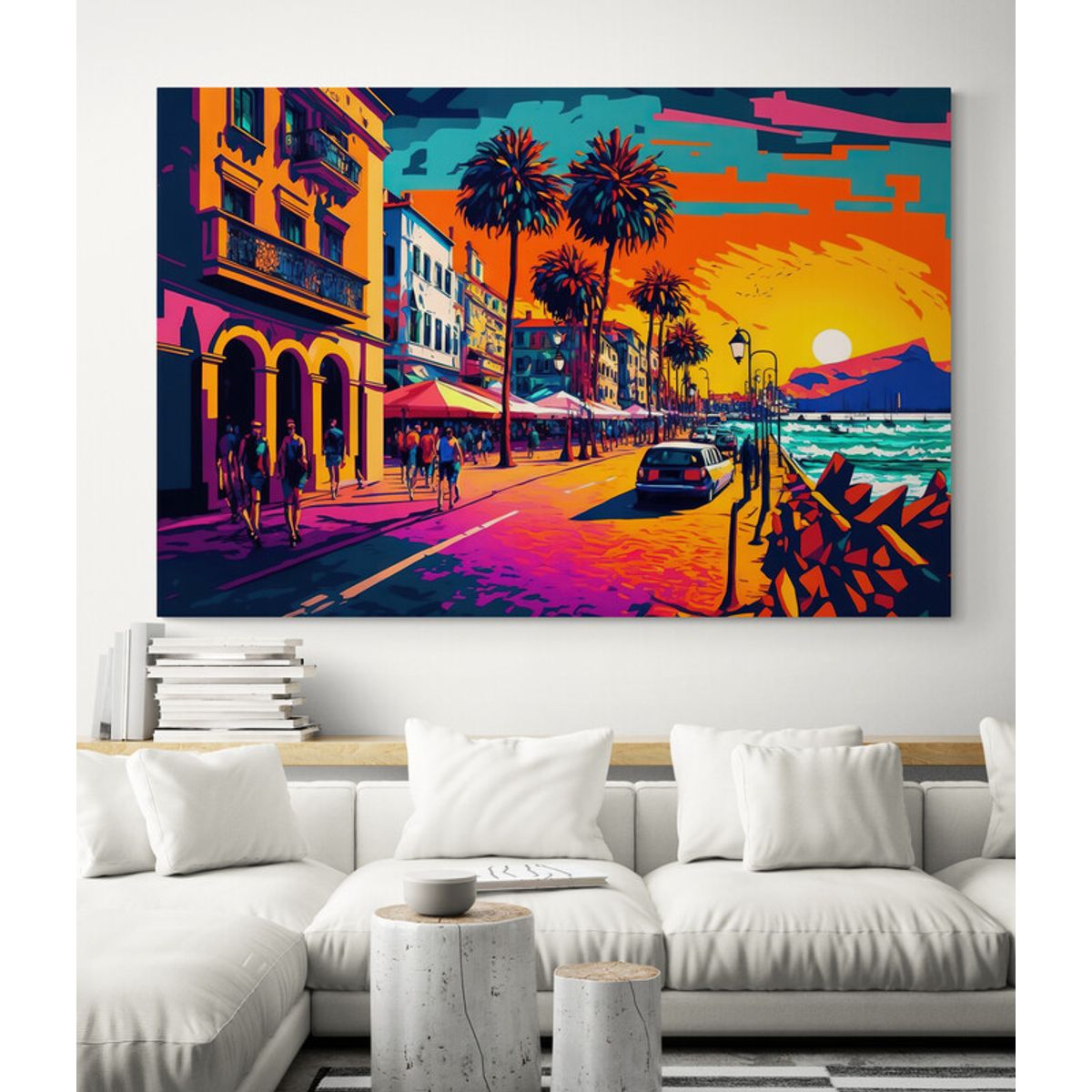 TAYRONA STORE - Cuadro En Lienzo Para La Sala Pintura Ciudad 214 100x70cm