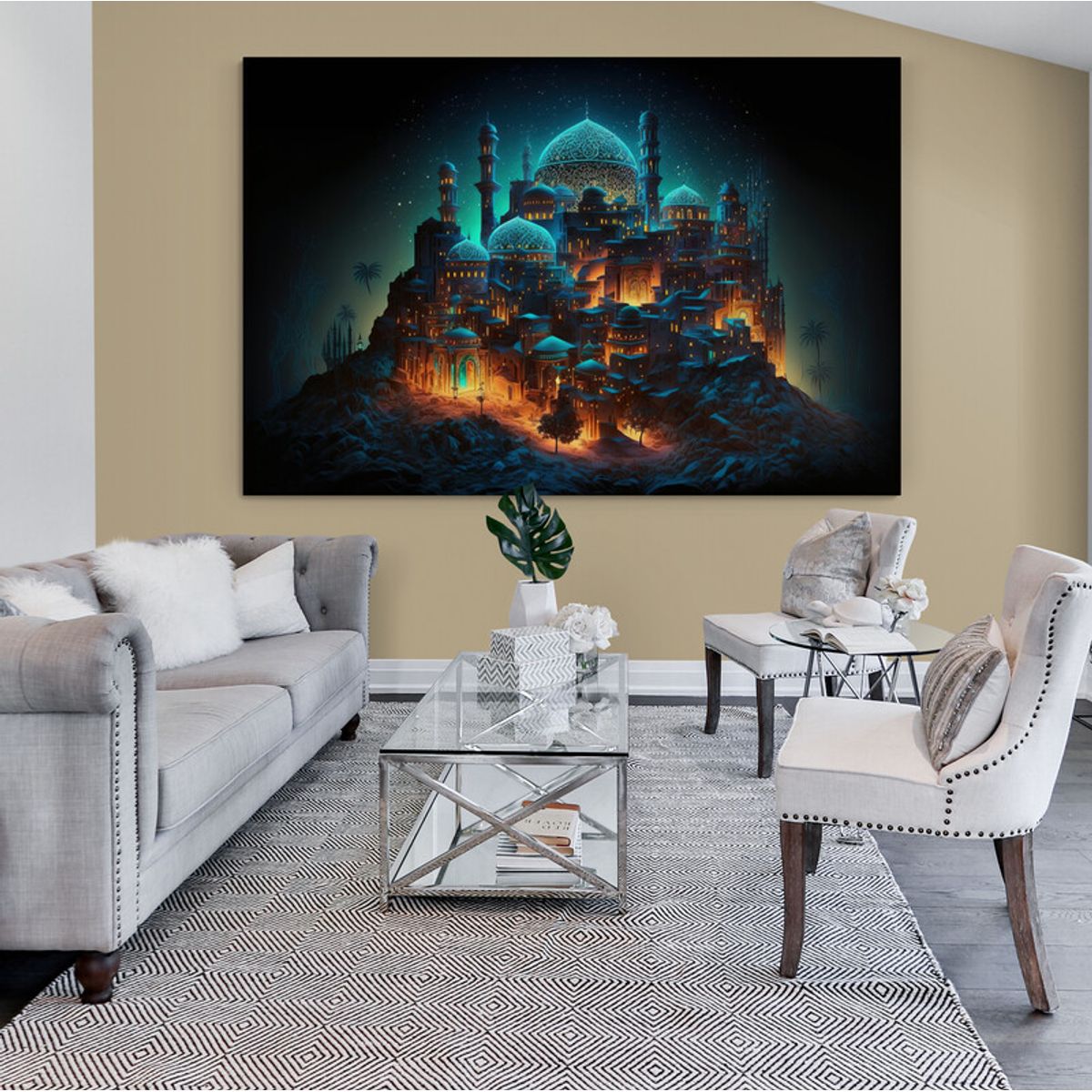 TAYRONA STORE - Cuadro En Lienzo Para La Sala Pintura Ciudad 216 50x35cm