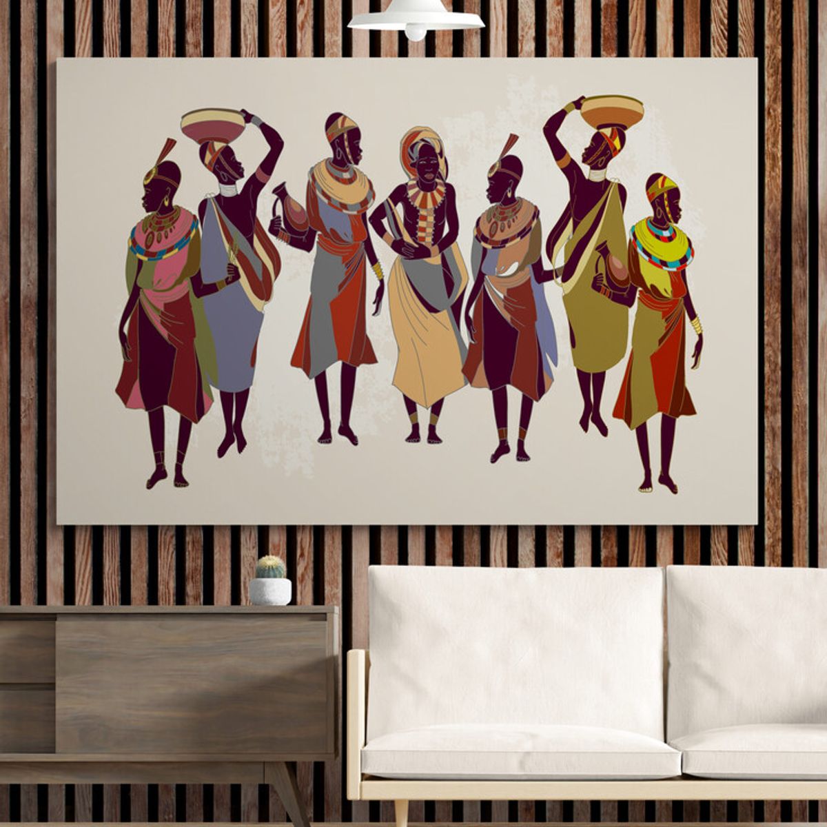 TAYRONA STORE - Cuadro En Lienzo Para La Sala Pintura Mujeres Africanas 011 50x35cm