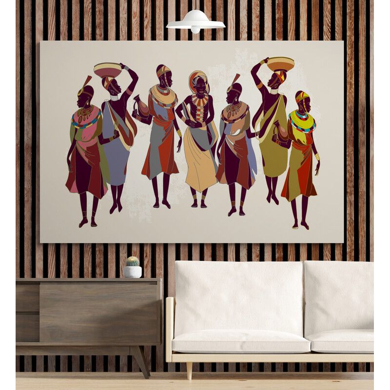 TAYRONA STORE - Cuadro En Lienzo Para La Sala Pintura Mujeres Africanas 011 50x35cm
