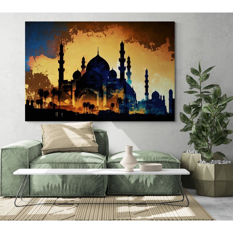 TAYRONA STORE - Cuadro Lienzo Para La Sala Taj Mahal Pintura Ciudad 146 100x70cm