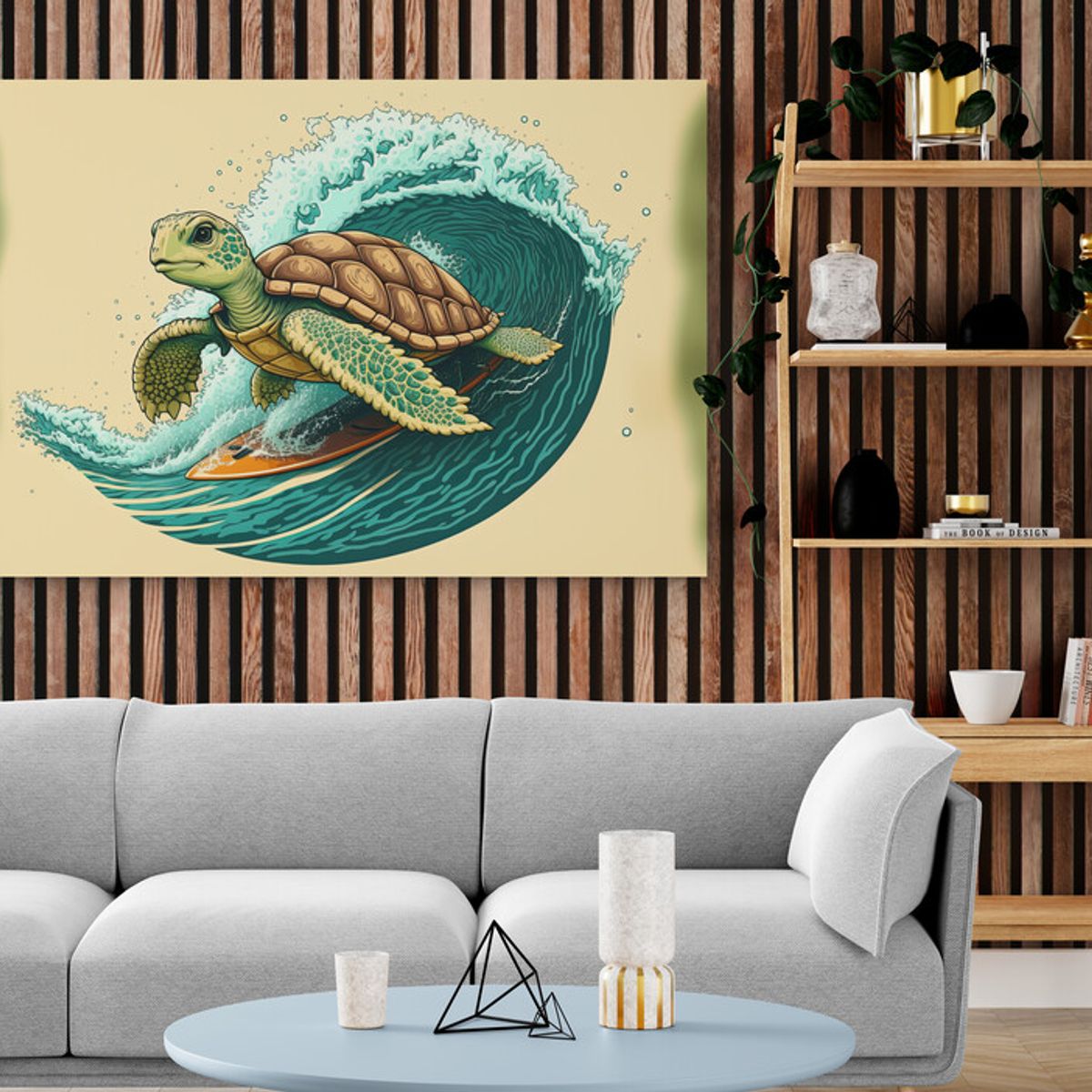 TAYRONA STORE - Cuadro En Lienzo Para La Sala Tortugas 053 50x35cm