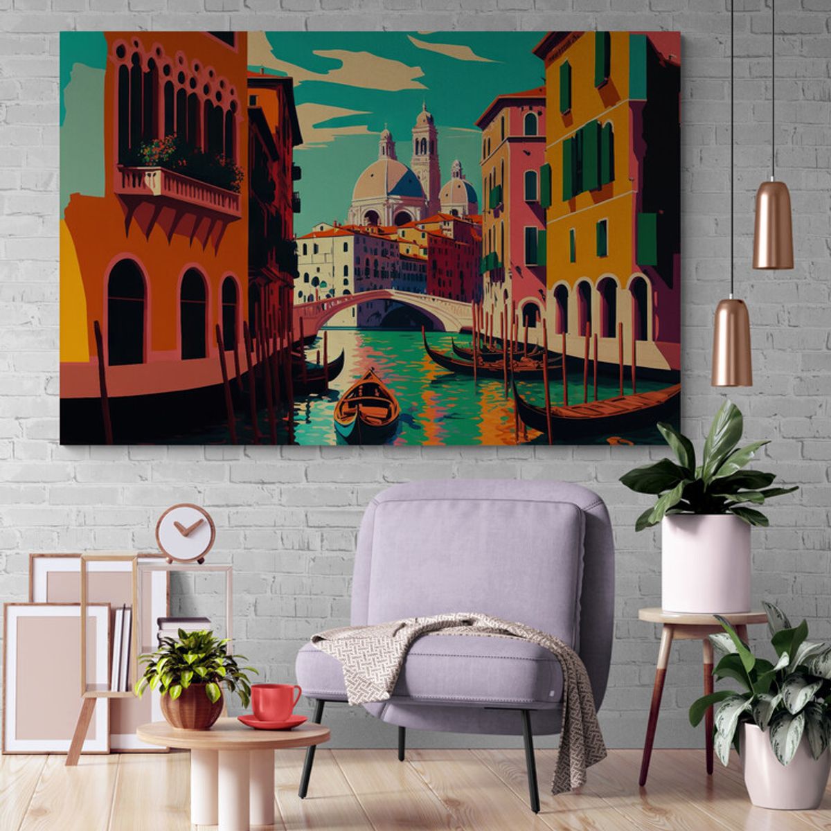 TAYRONA STORE - Cuadro Lienzo Para La Sala Venecia Pintura Ciudad 179 50x35cm