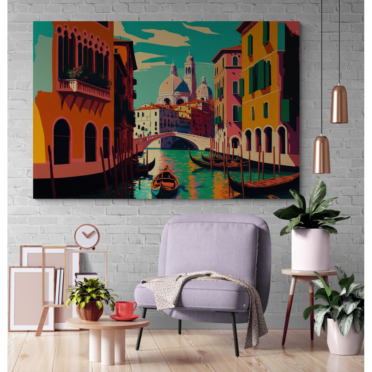 TAYRONA STORE - Cuadro Lienzo Para La Sala Venecia Pintura Ciudad 179 50x35cm