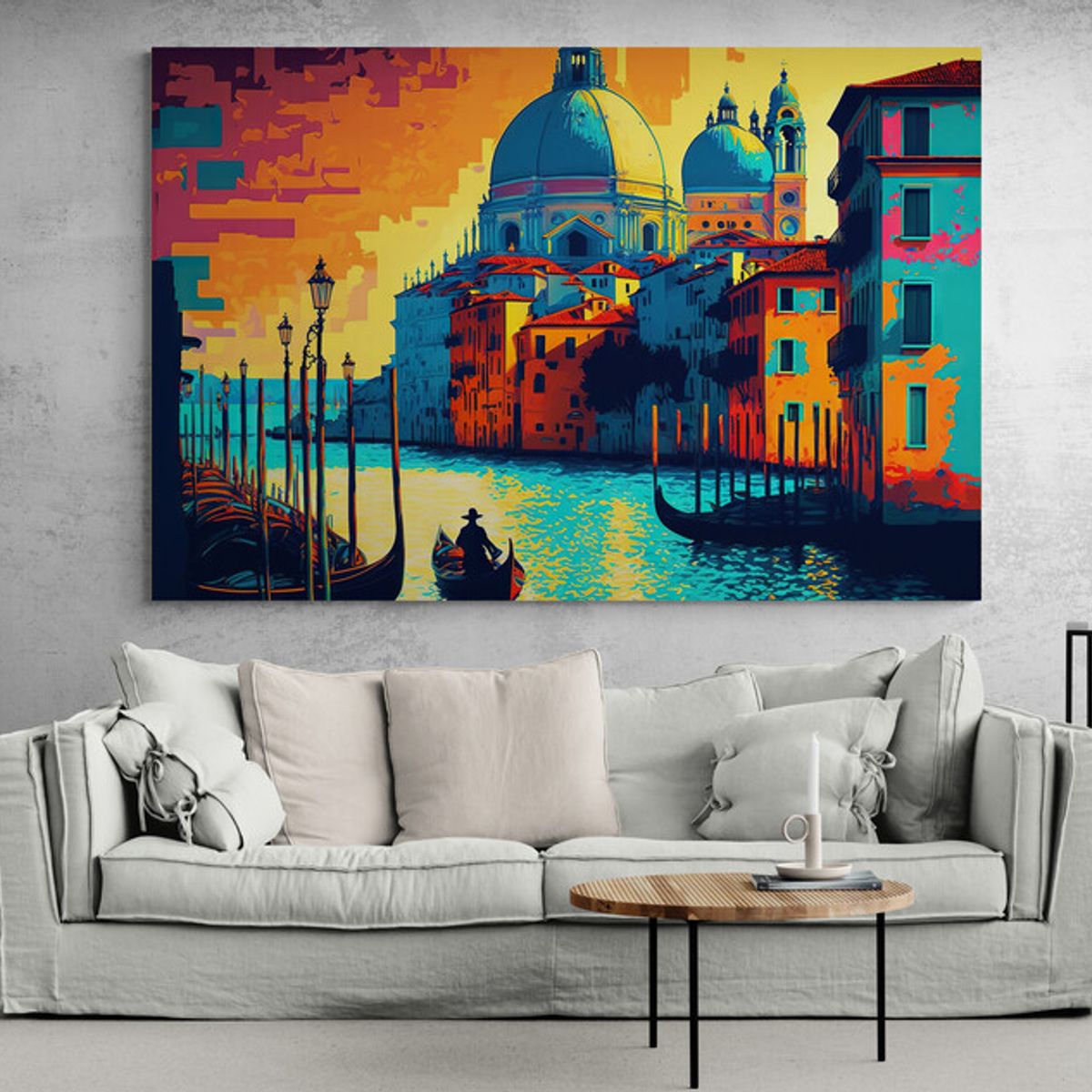 TAYRONA STORE - Cuadro Lienzo Para La Sala Venecia Pintura Ciudad 181 100x70cm