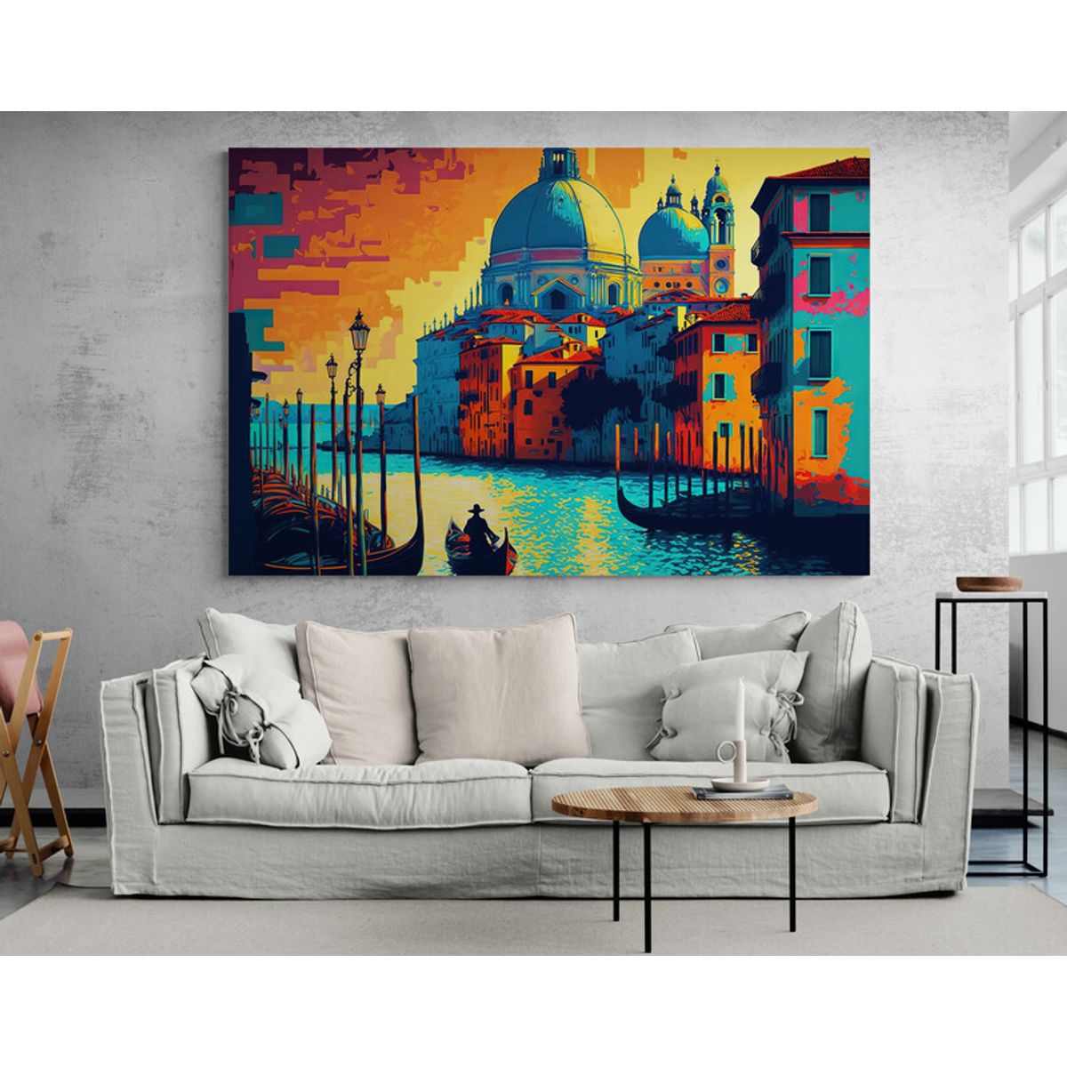 TAYRONA STORE - Cuadro Lienzo Para La Sala Venecia Pintura Ciudad 181 100x70cm