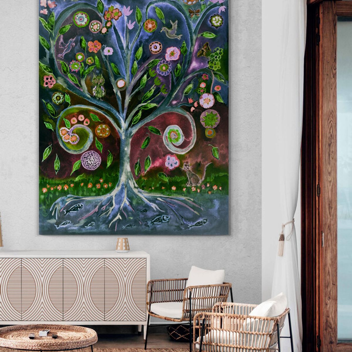 TAYRONA STORE - Cuadro En Lienzo Para La Sala Arbol De La Vida 022 75x100cm