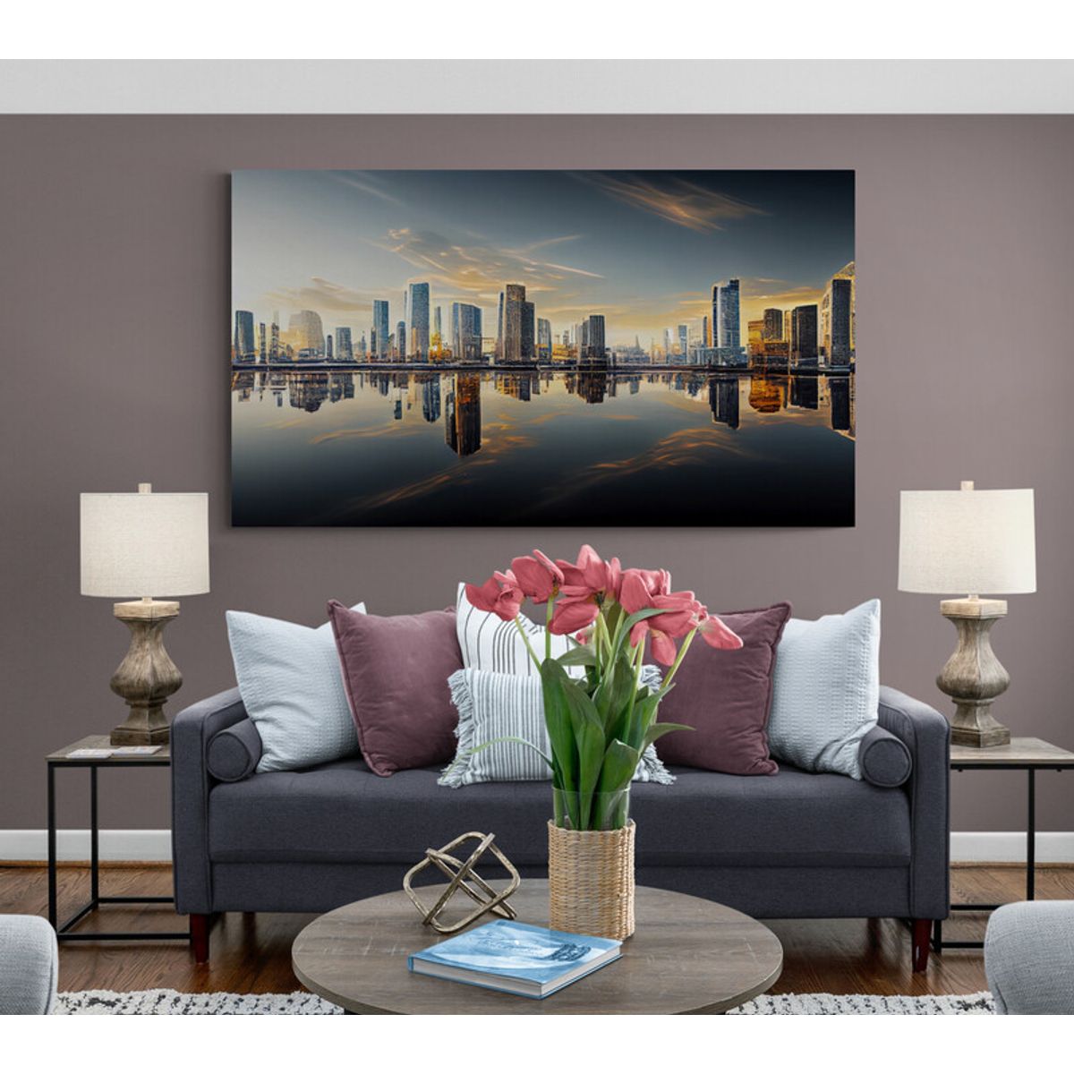 TAYRONA STORE - Cuadro En Lienzo Para La Sala Pintura Ciudad 092 75x40cm