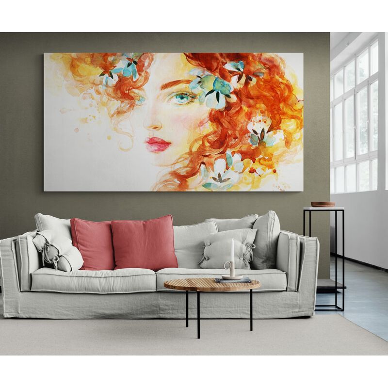 TAYRONA STORE - Cuadro En Lienzo Para La Sala Pintura Mujer 166 130x70cm